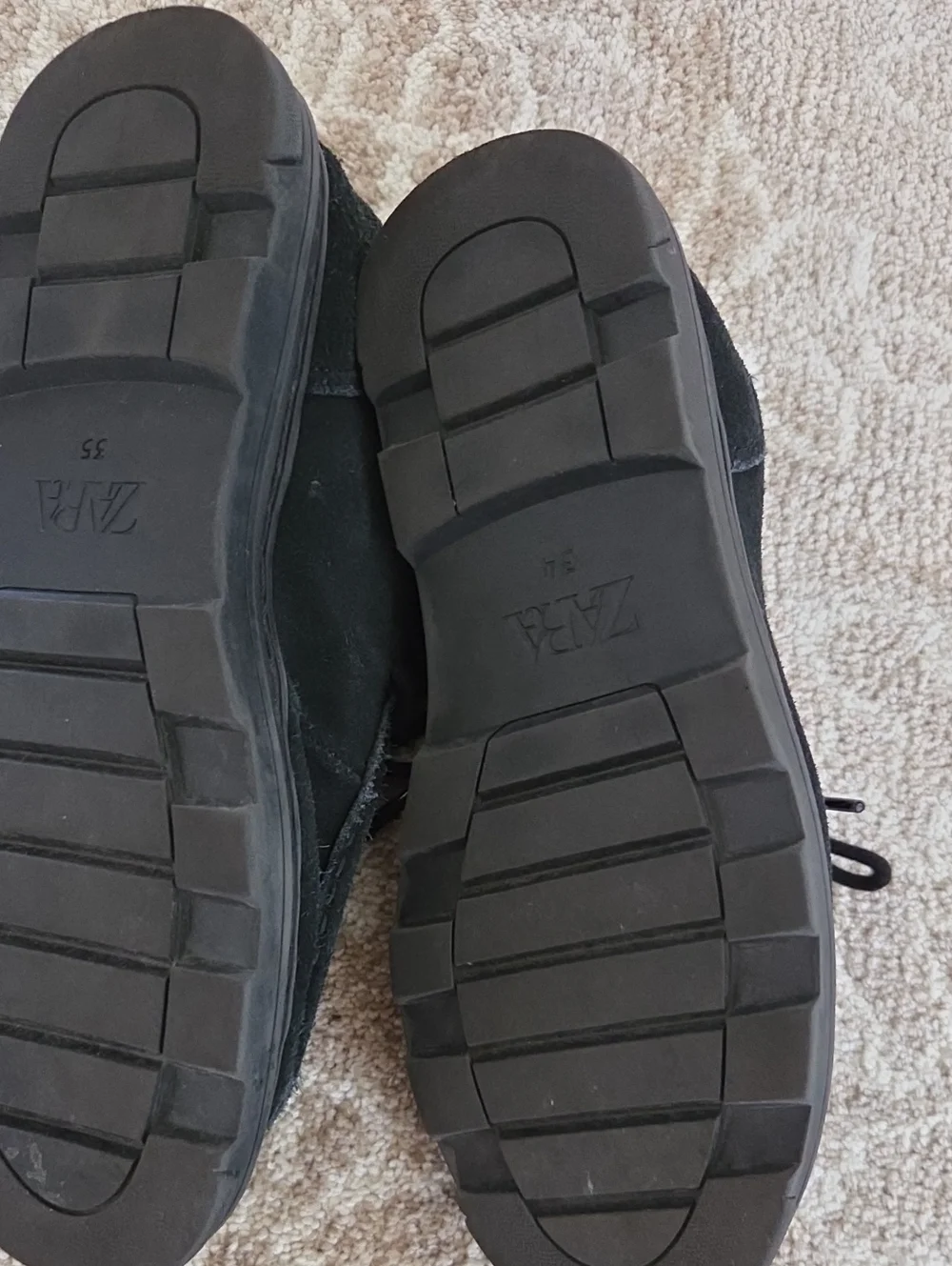 Zara Kids Black Suede Lace-Up Boots